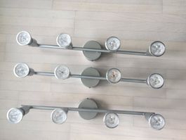 3 x Deckenleuchte 4 flammig LED silber