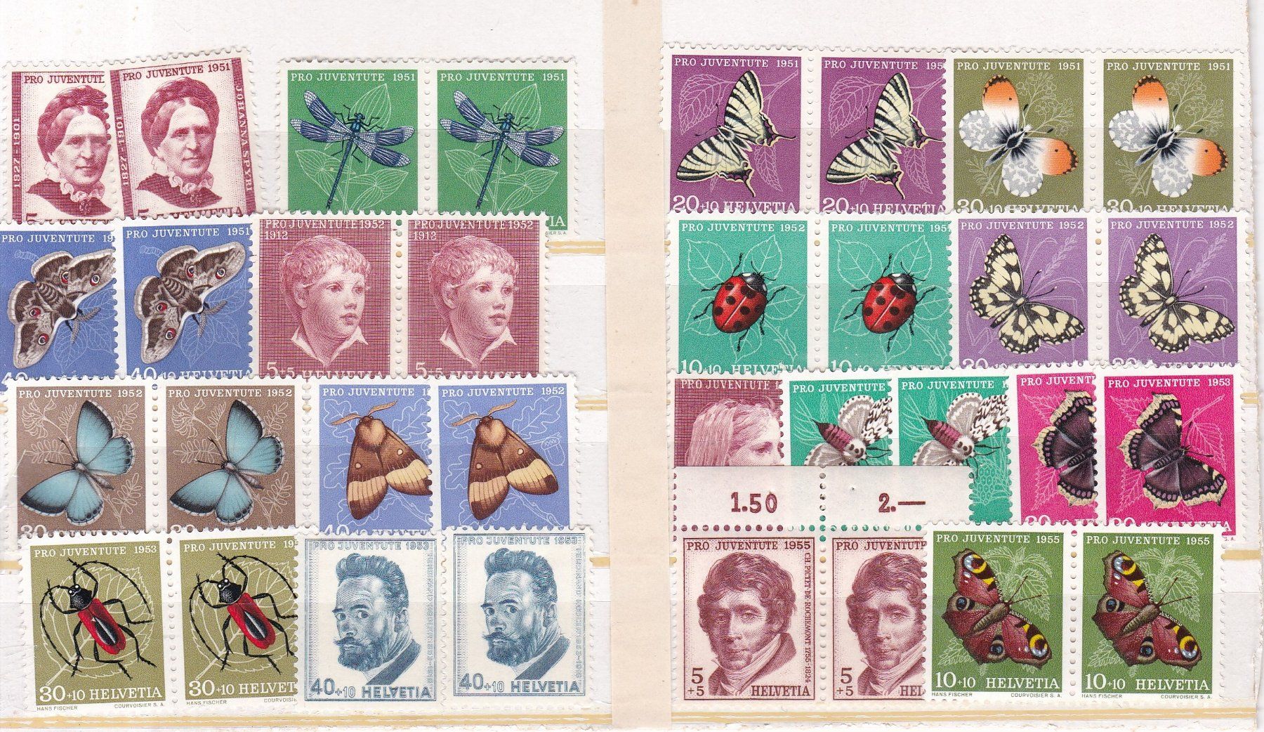 Tutti i francobolli: Pro Juventute Lot ab 1940, postfrisch mit Viererblocks – Usato da Münchwilen AG venduto da Nesar 2