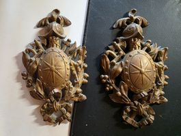 2 antike Messing Metall Plaketten Schilder