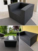 Polyrattan Lounge Set Gartenmöbel 3-teilig – Anthrazit