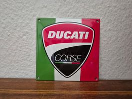 Emailschild Ducati Corse Motorrad Logo Italy Emaille Schild