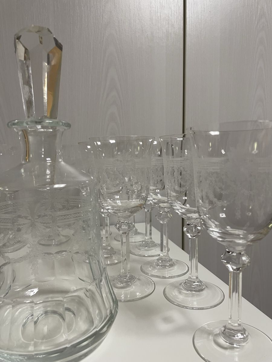 Caraffe: Vintage Glas-Set: Karaffe mit 16 Gläsern – Usato da Luzern venduto da gal_28xl 4