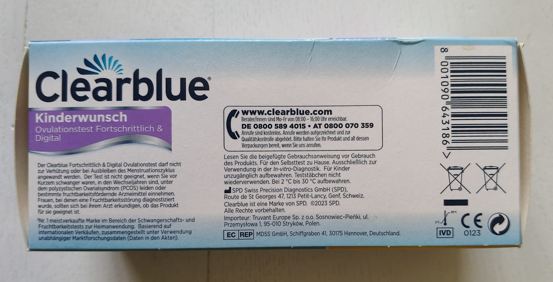 Attrezzature mediche: 20 Stück Ovulationstests fortschrittlich, Clearblue lila – Nuovo e nell'imballaggio originale da Winterthur venduto da Arkadii 1