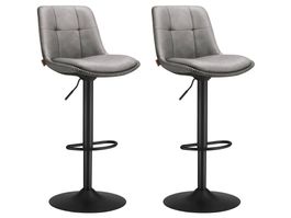 Barhocker 2er Set höhenverstellbar drehbar PU LUNOR