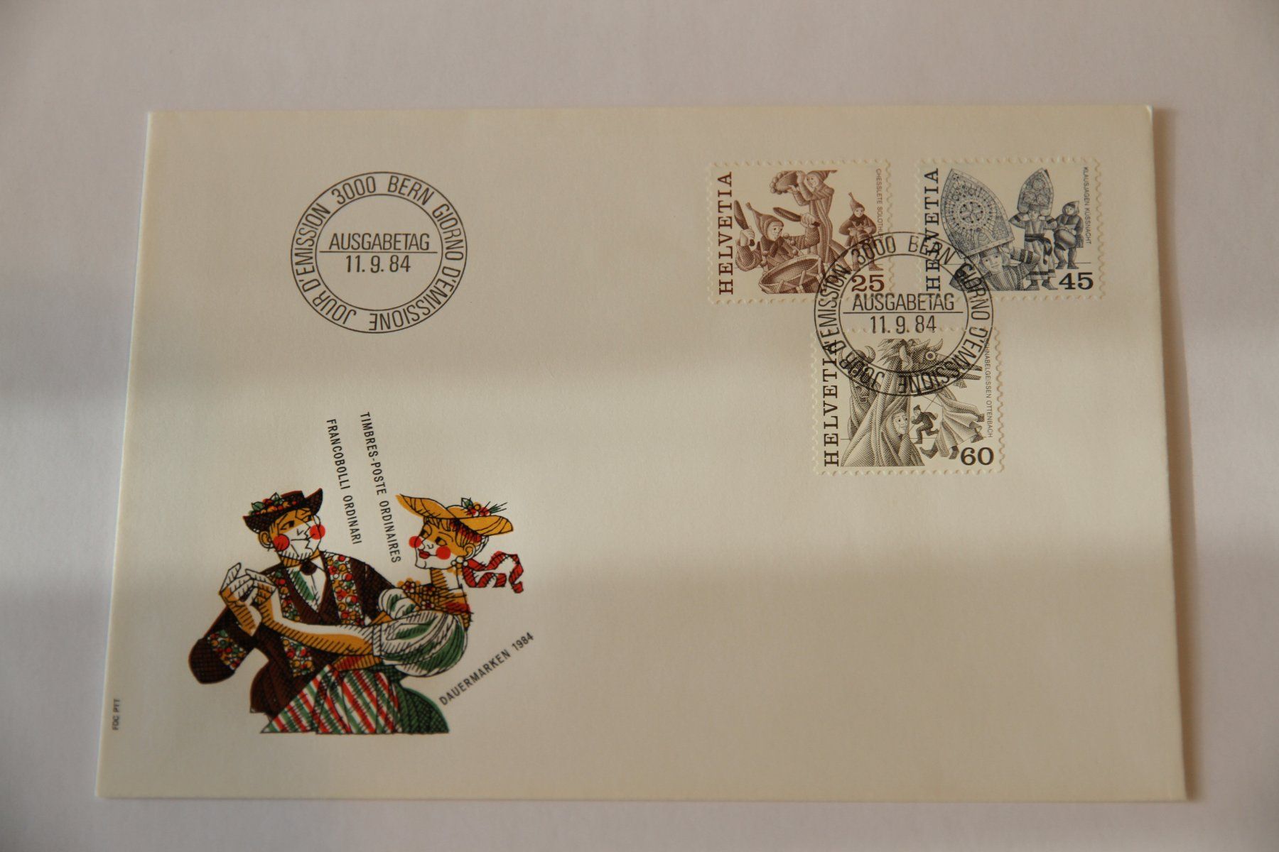 Tutti i francobolli: FDC, Dauermarken, 11.9.1984, Werte: Fr. 0.25/0.45/0.60 – Nuovo (secondo la descrizione) da Nesselnbach venduto da ubourson