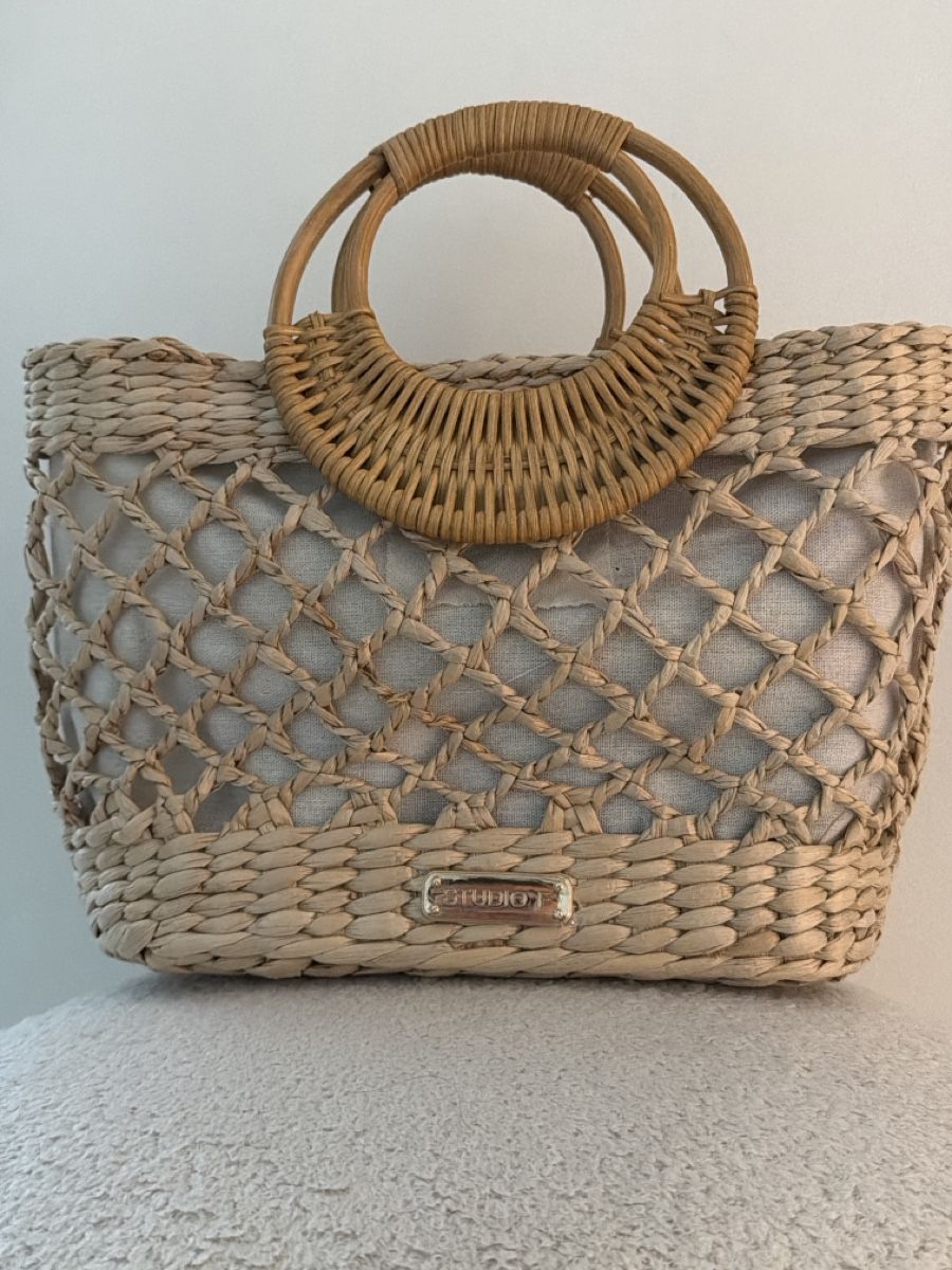 Taschen für Damen: Chic summer straw bag with round handle - Mexican Brand – Neu und originalverpackt aus Paradiso von Ixaya.studio