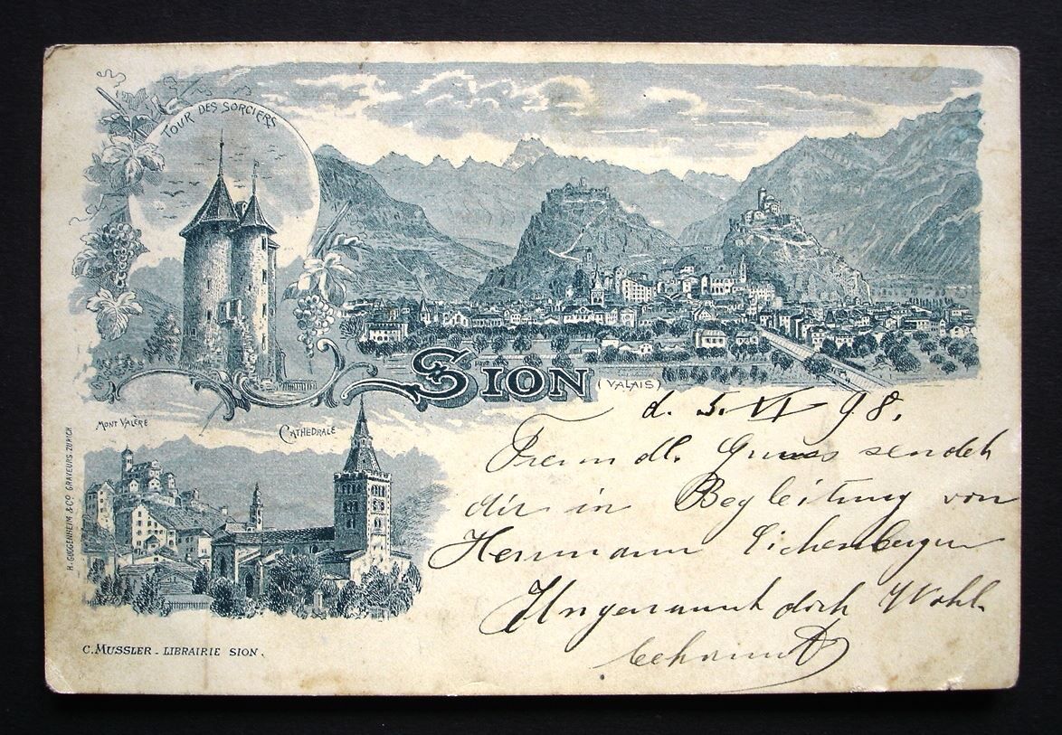 Cartoline postali: Vorläufer LITHO SION 1898 Mont Valère – Usato da Jona venduto da philajona
