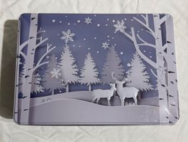 Blechdose Wintermotiv mit Hirschen