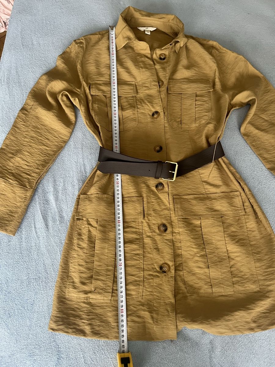 Robes: H&M Kleid, Hemdblusenstil, Khaki, Gr. S – Neuf (Voir description) à Olten par sae_82z2 1