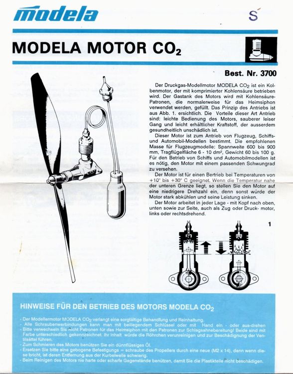 Flugmodell CO2 Motor Rarität (Gebraucht) in Niederbüren für CHF 31 ...
