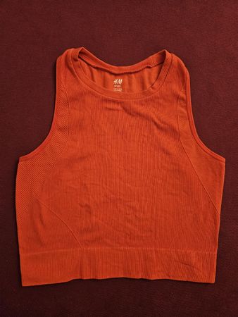 H&M Sport Top, Size M, Ribbed, Orange, Sleeveless