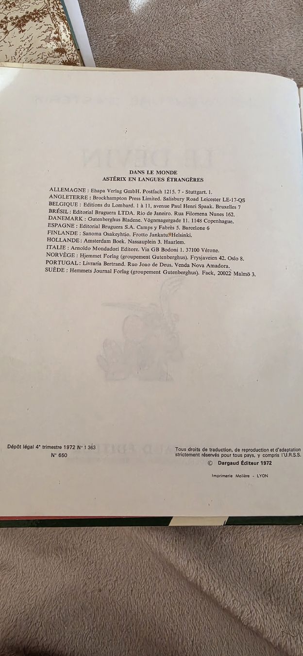BD: BD Astérix Le Devin Dargaud 1972  – D'occasion à Mézières VD par Grymmjow1904 4