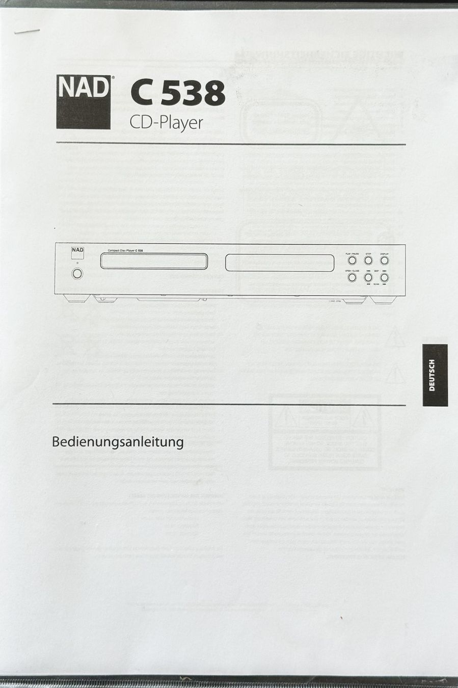 Nad Audio- & Mediensysteme: NAD CD Player C538 – Gebraucht aus Basel von pq355 8