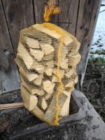 Brennholz gespalten, Netzsack , Feuerholz, Holz