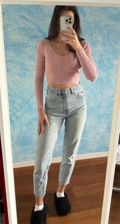 Zara High Waist Mom Jeans hellblau Gr. 32