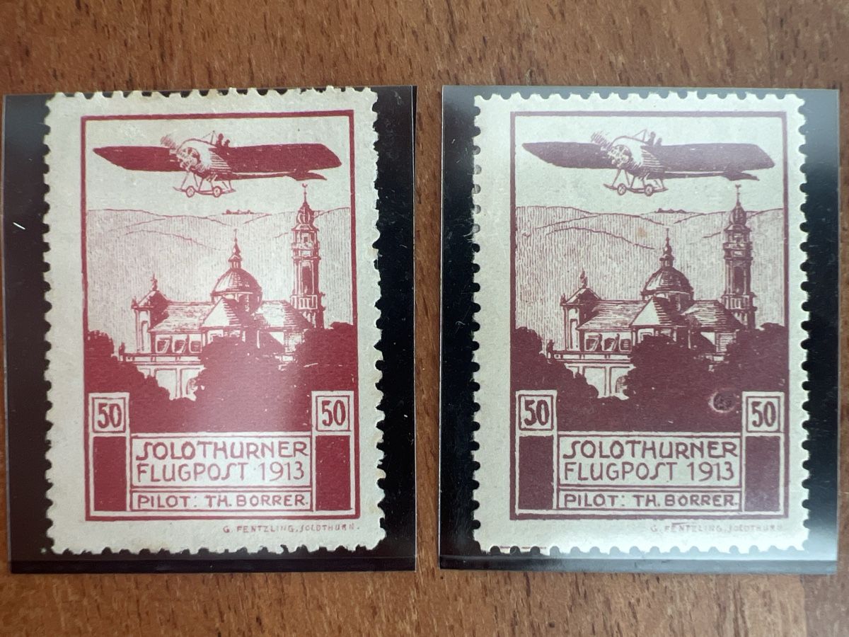 Tutti i francobolli: Briefmarken Solothurner Flugpost 1913 50 Rappen Set – Usato da Arbon venduto da GT1808