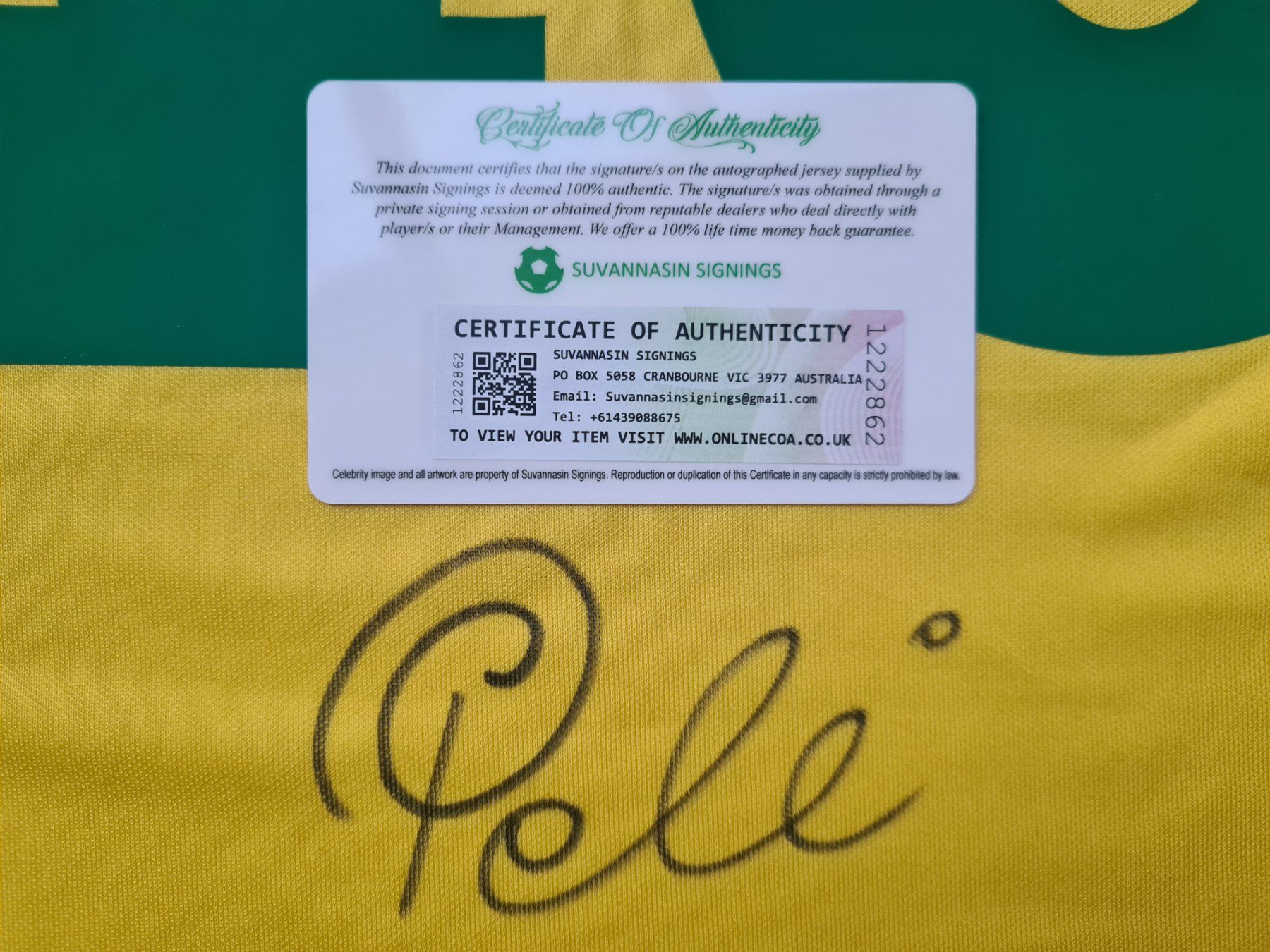 Canottiere & Pantaloni: Maillot Brésil dédicacé par Pelé – Nuovo (secondo la descrizione) da Attalens venduto da Thominho 2