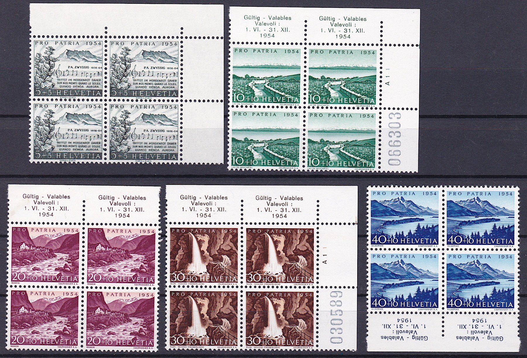 Alle Briefmarken: PP 1954 im 4er-Block, postfrisch**. – Neu (gemäss Beschreibung) aus Richterswil von Dyaris2025