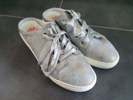 Damen-Sabots im Sneaker-Stile 40 silber Leder, Relife