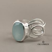 Unikate Silber Ring 925 mit Aquamarin Grösse 58