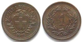 EIDGENOSSENSCHAFT 1 Rappen 1912 Bronze ERHALTUNG unz-
