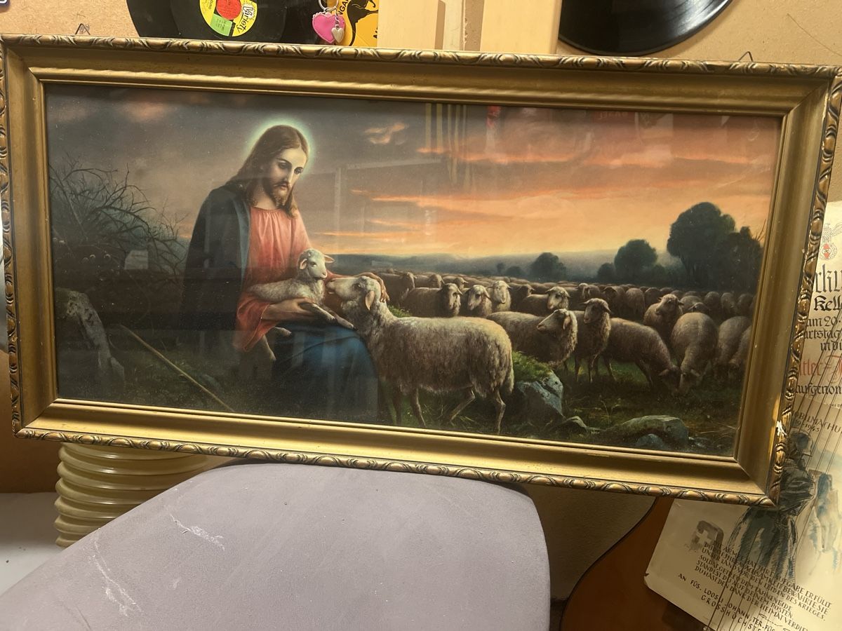 Dipinti: Christus Bild mit Schafherde gerahmt – Usato da Rorschach venduto da TimelessTrading
