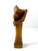 Holzschnitzerei Figur Mönch mit Buch –Handgeschnitzt Vintage
