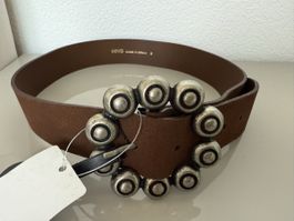Mango Damen Leder Gürtel, Gr. S braun Taillengürtel Neu!