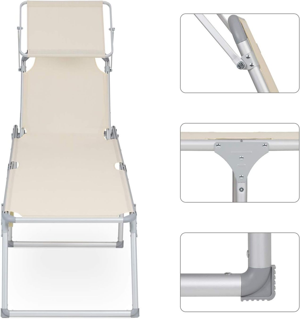 Sedie a sdraio & strandkorb: SONGMICS Gartenliege + Sonnendach beige – Nuovo e nell'imballaggio originale da Bottighofen venduto da zaap 5