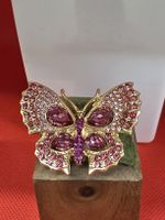 Broschen Schmetterling goldfarben mit Kristallen neu