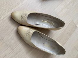 Chanel Ballerinas Leder Beige Gr. 36 Vintage