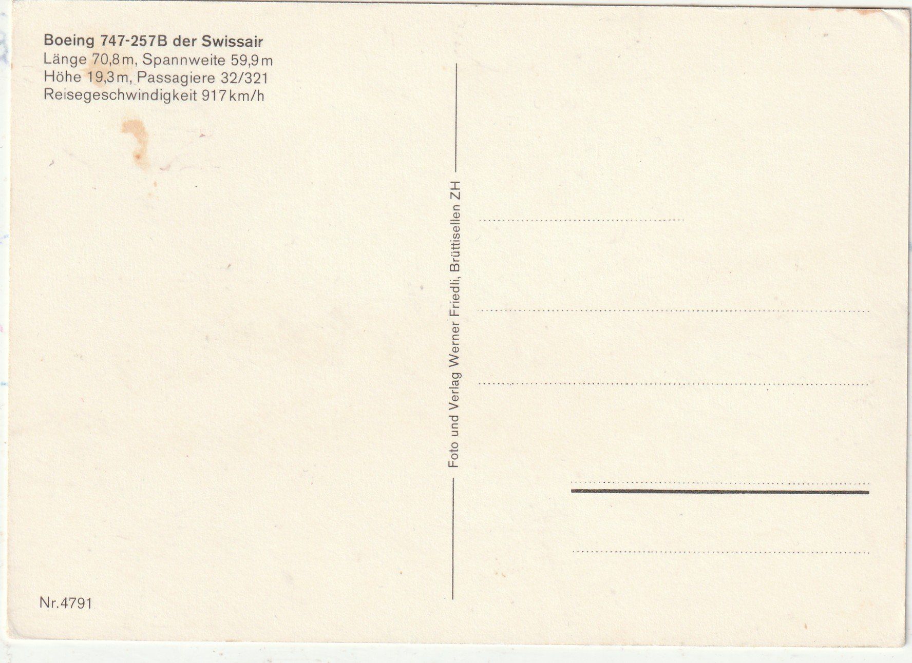 Cartoline postali: Swissair Boeing  747 – Usato da Lumbrein venduto da made02 1