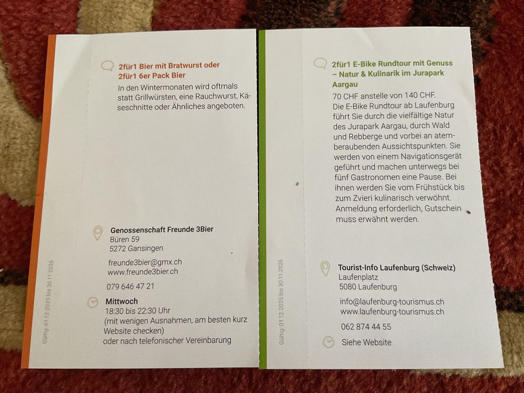 Buoni: 7 bons 2 pour 1 à Laufenburg – Nuovo (secondo la descrizione) da Düdingen venduto da Yellow 2