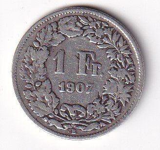 Tutti le monete: 1  Franken Schweiz 1907 rar – Usato da Neuchâtel venduto da karlpierrino