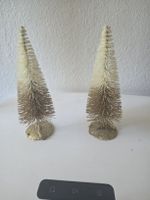 2 Deko Tannenbäume Migros gold weiss neu verpackt