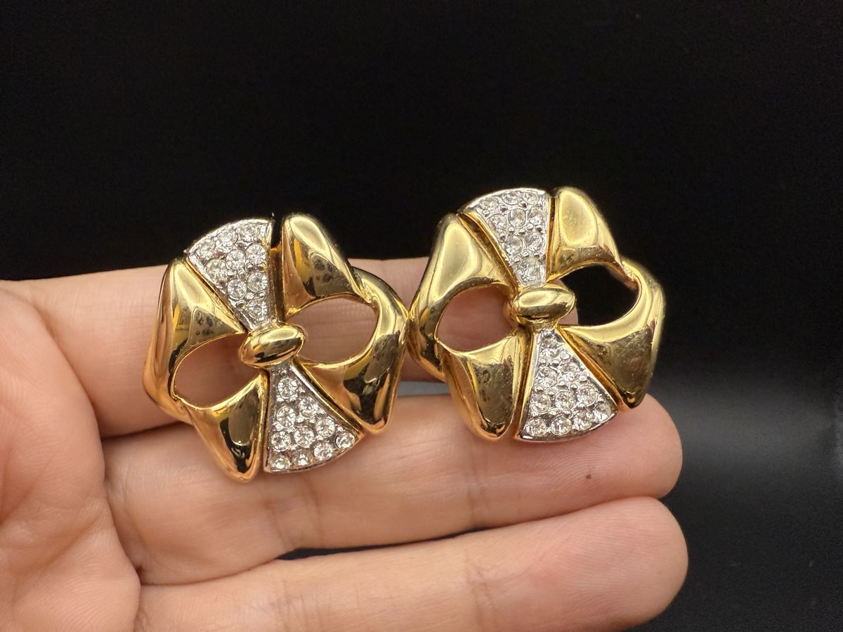 Ohrringe & -stecker: Vintage-Ohrringe Cabouchon Paris - Goldfarben – Gebraucht aus Lamone von LaCantinaMagica 1