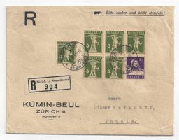 Bedarfsbeleg: Z17y Einschreiben, Kümin - Beul, Zürich 1932