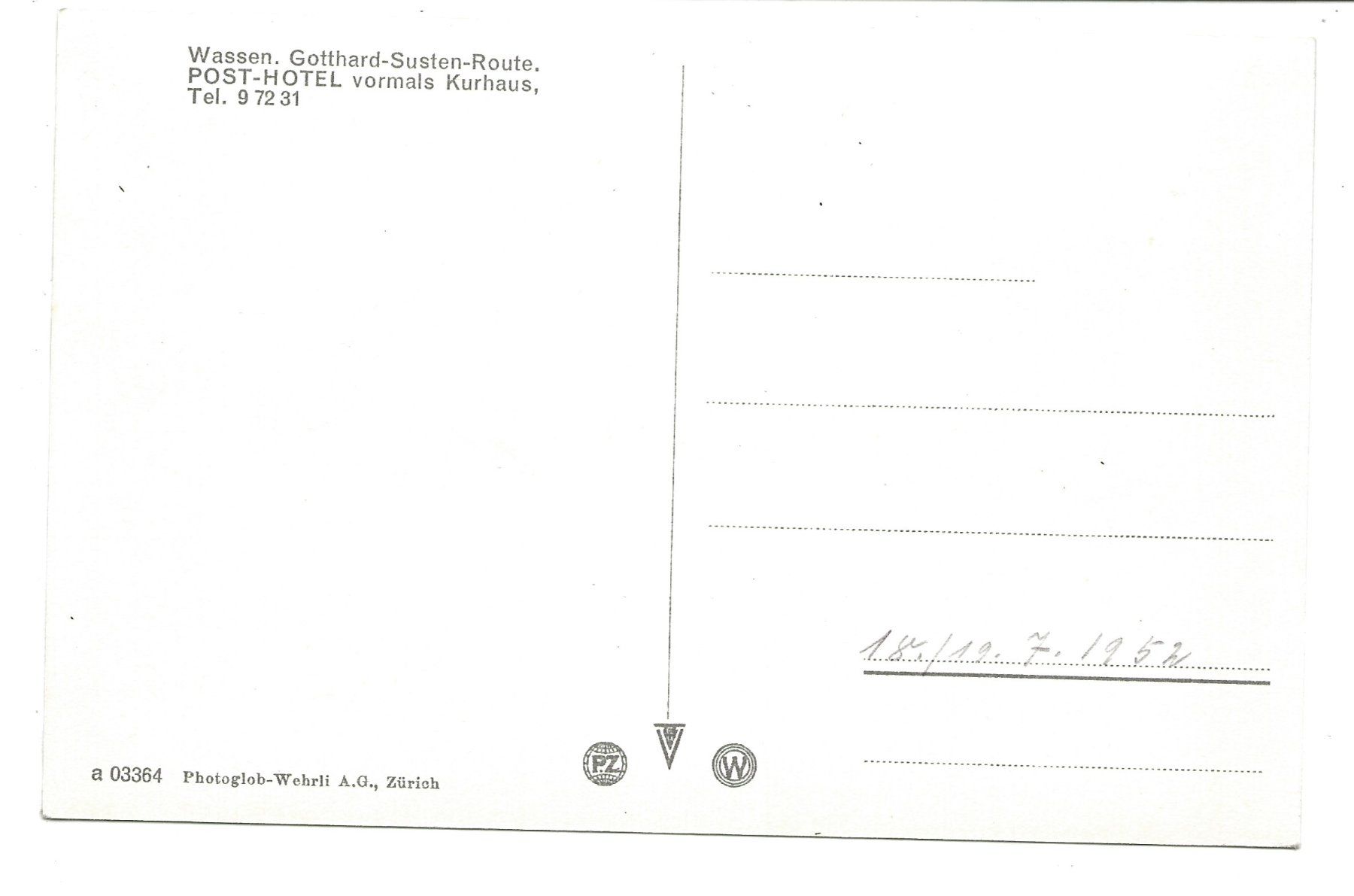 Cartes postales: Wassen (UR) an Gotthardstrasse - Post-Hotel - Oldtimer Auto – D'occasion à Engelburg par Cartophil 1