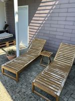 Liegestuhl Holz Sonnenliege Outdoor mit Tisch gebraucht