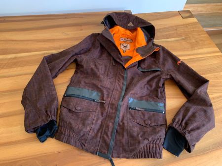Alprausch Skijacke, tolle Details Grösse M, Braun/Orange