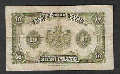 Banconote: Luxembourg  10  Francs  Gebraucht – Usato da Gordola venduto da coinsandnotes 1