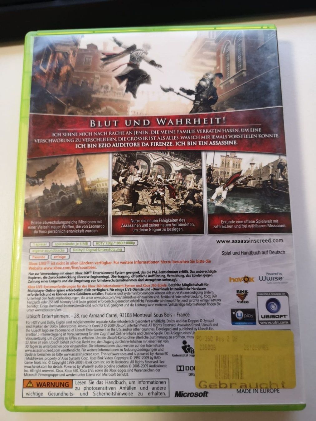 Spiele: Assassin's Creed II 100% UNCUT XBOX 360 – Gebraucht aus Herisau von Seyashop1 1