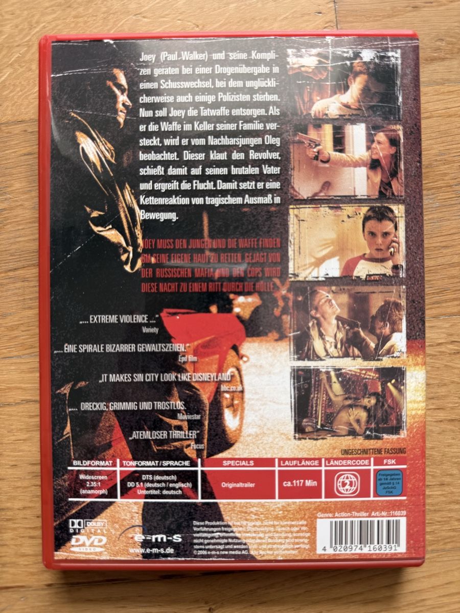 Tutti i DVDs: Running Scared - DVD Paul Walker – Usato da Kölliken venduto da nerdorado 1