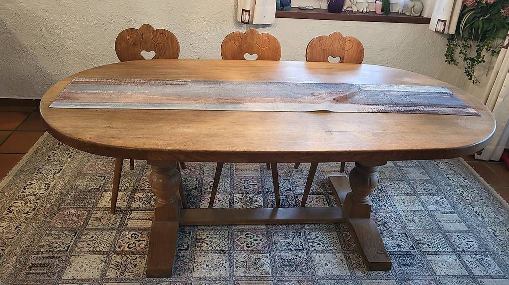 Tables: Esstisch massiv Eiche mit 6 massiv Eichenstühlen – D'occasion à Neftenbach par rasen07 3