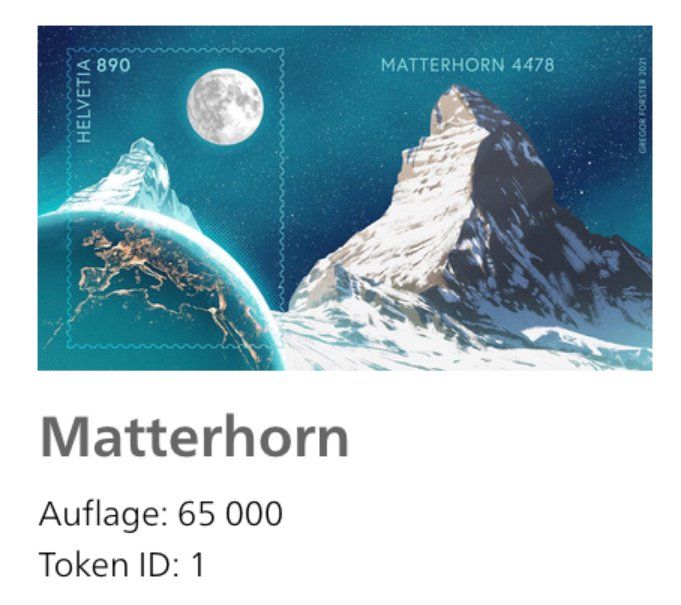 Tutti i francobolli: Swiss Crypto Stamp 1.0 - ID1 "Matterhorn" ** – Nuovo (secondo la descrizione) da Nuglar venduto da Stamp88 1
