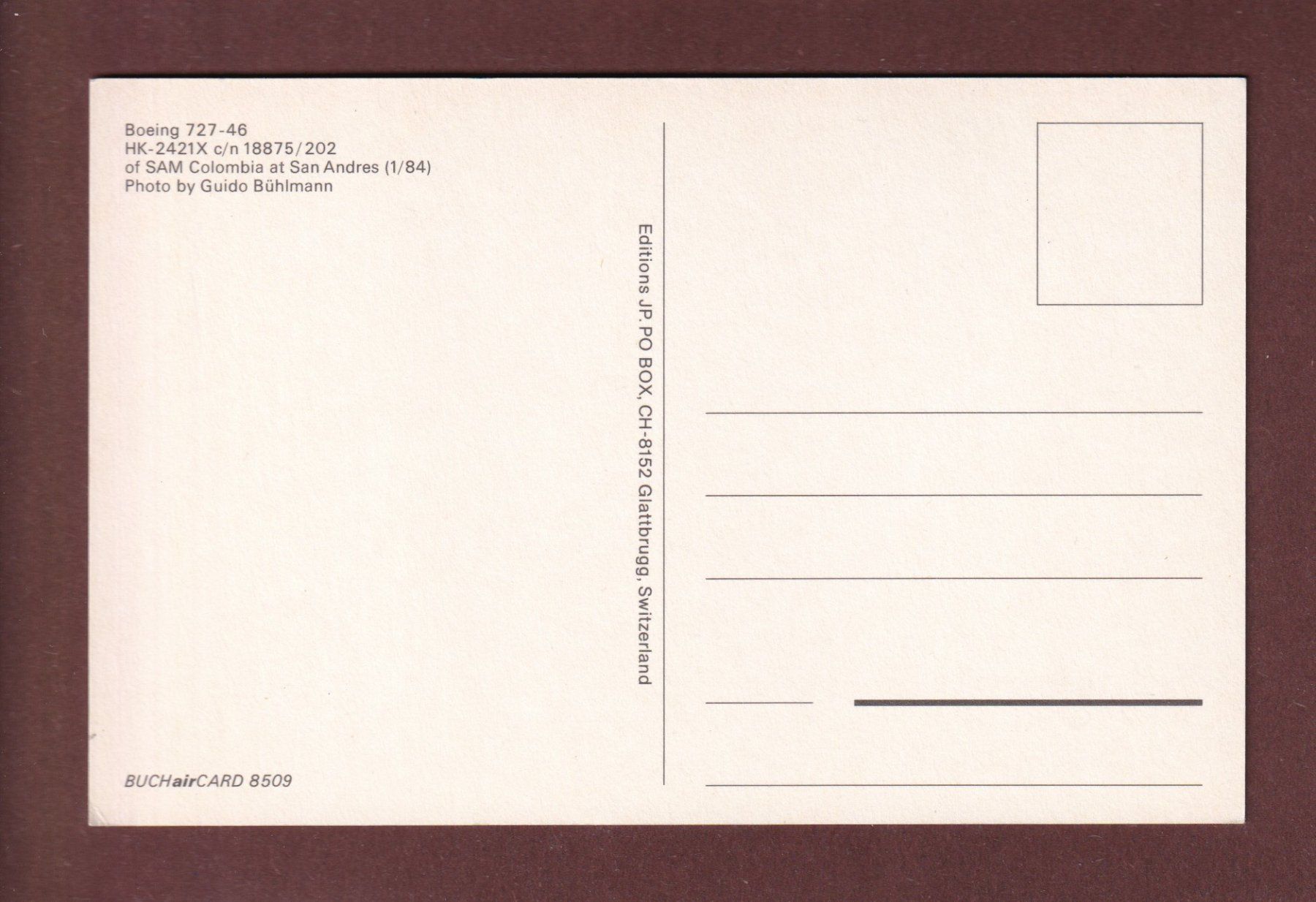 Cartoline postali: Avion - SAM Colombia - Boeing 727-46 – Usato da Pully venduto da nicecards-shop 1