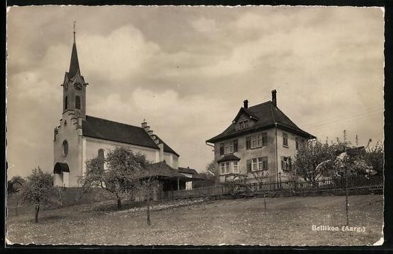 Cartes postales: Bellikon /Aarg., Ortspartie mit Kirche – D'occasion à Berlin par bartko-reher