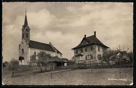 Bellikon /Aarg., Ortspartie mit Kirche