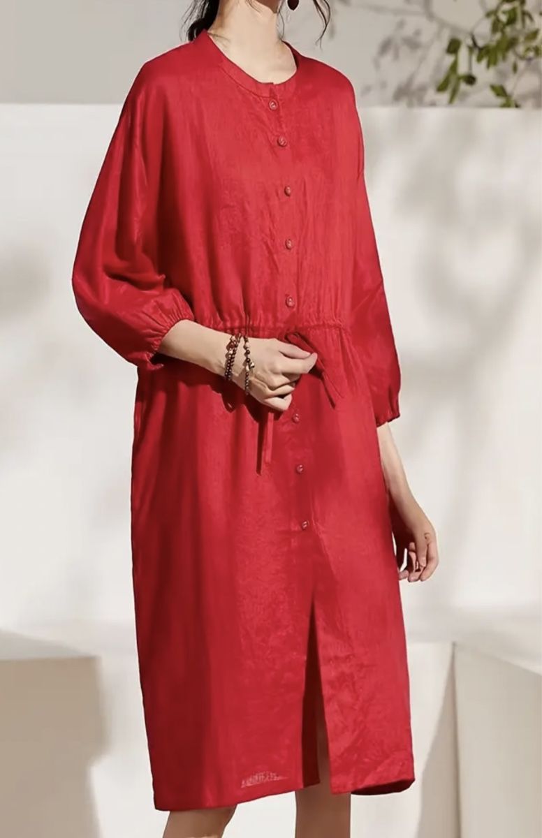 Kleider: Chic Abito -camicetta lungo di cotone rosso-nuovo-M/L – Neu und originalverpackt aus Gordevio von LanaZimm 3