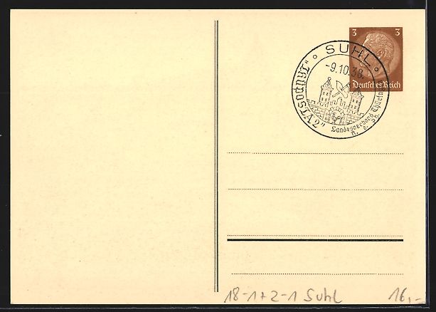 Cancelleria postale: Suhl, Thüringische Postwertzeichen-Auss – Usato da Berlin venduto da bartko-reher 1